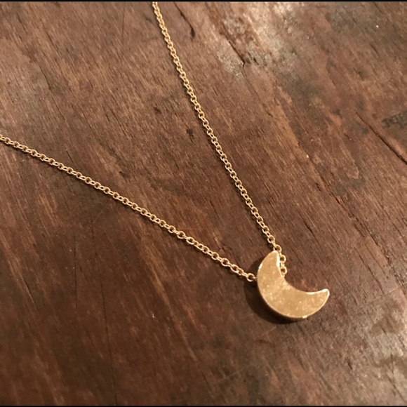 (FINAL) Silver & Gold Small Crescent Moon Necklace - Picture 4 of 7